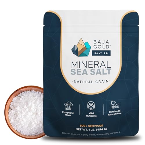 Baja Gold Mineral Sea Salt - Pure & Organic Natural Grain Salt for Cooking & Baking | Low Sodium, Authentic Baja Salt | Ideal for All Culinary Creations | 1 lb. Resealable Bag, 300+ Servings