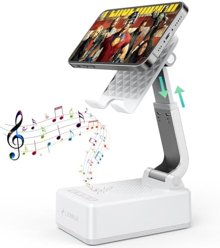 Gifts for Men Women, LENRUE Cell Phone Stand with Wireless Bluetooth Speakers, Flexible Comfort View, Loud Clear Sound, Birthday Gifts for Women Men Everyone, Tech Gadgets for Phones
