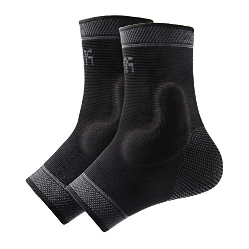 Adjustable Foot Socks, Ankle Brace Compression Support Sleeve with Silicone Gel, Arch Support - Boosts Recovery from Joint Pain, Sprain, Plantar Fasciitis (Black-Large)