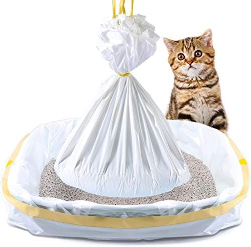 KONE Cat Litter Box Liners, 26 Count Extra Durable Large Drawstring Kitty Litter Pan Bags, 30" x 17"