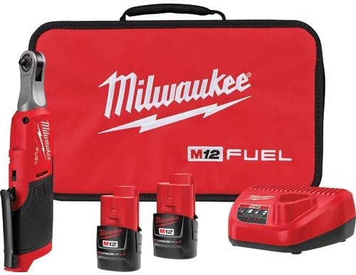 Milwaukee 2566-22 M12 FUEL Brushless Lithium-Ion 1/4 in. Cordless High Speed Ratchet Kit with 2 Batteries (2 Ah)