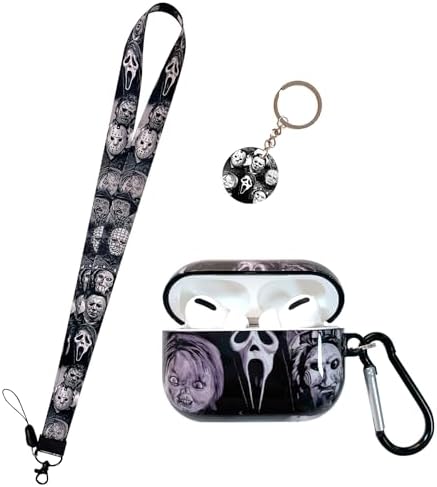Cool Scream AirPod Pro Case，with horror Keychain Clip Carabiner and Lanyard，Designed for those who like thrilling horror themes AirPod Pro