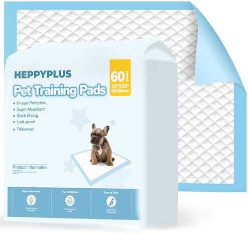 60 Count Dog Pee Pads 22"x23", Disposable Puppy Pads Pee Pads for Dogs, Pet Training Pads Super Absorbent Leak-Proof Pee Pads (60 Count)