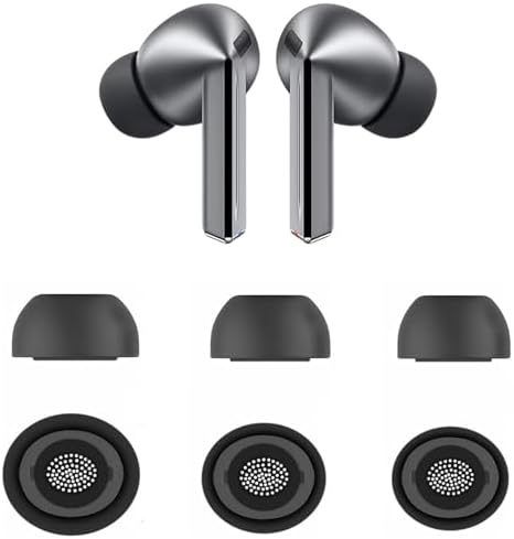 Replacement for Galaxy Buds3 Pro Earbuds Tips Silicone Ear Tips, Galaxy Buds 3 Pro Eartips S/M/L 3 Size 3 Pairs Upgrade Black 913b3
