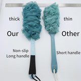 Jxicleang Back Scrubber for Shower, Back Loofah with Non-Slip Handle, Shower Loofah with Handle, Soft Nylon Mesh Sponge On a Stick for Men Women Elderly Kids (2 Pack= Blue+ White)