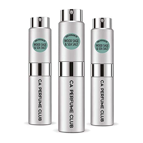 CA Perfume Impression of J. Mlon Wood Sage & Sea Salt For Women & Men Replica Version Fragrance Dupes Concentrated Long Lasting Eau de Parfum Spray Refillable Atomizer Bottle 0.27 Fl Oz-X3