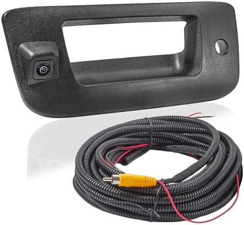 EWAY Tailgate Handle Backup Rear View Camera for 2007-2013 Chevrolet Chevy Silverado GMC Sierra 1500 2500 3500 HD Reverse Back Up Camera Rear Tailgate Latch Handle with Key Hole, Replaces# 22755305
