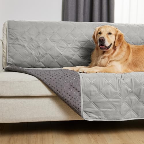 Gorilla Grip Waterproof Dog Bed Cover 82x102, Pet Blanket for Furniture, Sofa, Couch, Crate, Car, Sofa Throw Essential for Cats and Dogs, Tear and Slip Resistant Leakproof Cushion Cover, Light Gray
