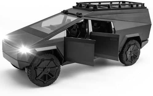 Cybertruck Model: 1/24 Diecast Metal Toy Trucks with Lights and Sounds for Boys, Ages 3 and Up (Gray Camper)