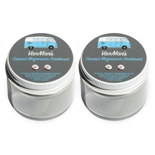 Vanman’s - Handmade Coconut and Magnesium Deodorant (2 Pack) - Routine Deodorant - Odor Control for Underarms - Magnesium Deodorant For Women and Men - Personal Care Products - 2.5 ounce