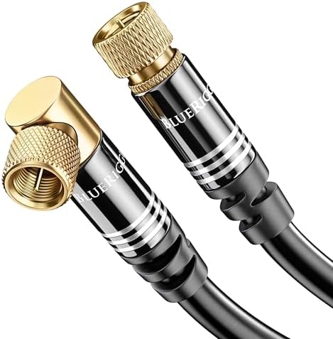 BlueRigger RG6 Digital Coaxial Audio Video Cable (25FT, 90° Angled to Straight Male F Type Connector, Triple Shielded) – Coax Cable for HDTV, CATV, DVB-T2/C/S, Cable Modem, Radio, Satellite Receivers