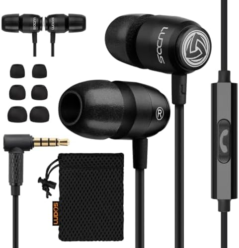 LUDOS Clamor 2 PRO Wired Earbuds in-Ear Headphones, 5 Years Warranty, Earphones with Microphone, Noise Isolating Ear Buds, Memory Foam for iPhone, Samsung, School Students, Kids, Women, Small Ears