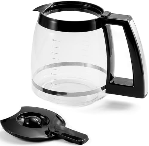 12-Cup Replacement Glass Carafe Compatible with Cuisinart Coffee Maker, 12 Cup Coffee Pot Replacement for Cuisinart, Models DCC-1100BK, DCC-1200PRC, DCC-2650, DGB500BK