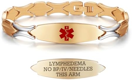 LinnaLove 7 1/2 inch Medical Alert Bracelets for women Stainless Steel Fashion Medical Bracelets Personalized Engraving