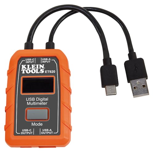 Klein Tools ET920 USB Power Meter, USB-A and USB-C Digital Meter for Voltage, Current, Capacity, Energy and Resistance