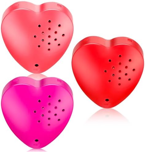 3 Pcs 20 Seconds Valentine's Voice Recorder for Stuffed Animal Heart Shape Sound Recorder Push Button Recordable Device Sound Module for Gift Recording Voice Message, 3 Color