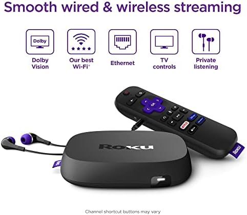 Roku Ultra LT (2023) HD/4K/HDR Dolby Vision Quad-Core Streaming Player with HDMI Cable, Headphones, Voice Remote w/Private Listening, Ethernet (Renewed)