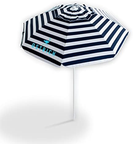 Ostrich 7' Portable Beach Umbrella with Sand Anchor, Hanging Hooks, Tilt Pole, Carry Bag, Air Vent