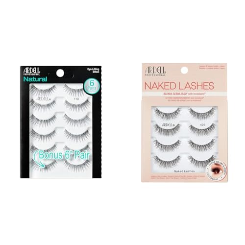 Ardell False Eyelashes, Natural 110, 5 pair + bonus pair Multipack for Eye-Lifting Effect & Strip Lashes Naked Lashes #420, 4 Pairs x 1-Pack