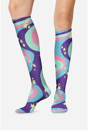 Cherokee Women's 10-15mmHg Compression Socks – Fun Print Knee Highs with Light Support, Soft Feel - PRINTSUPPORT