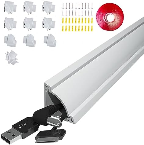 Corner Cable Hider,157in Corner Cable Concealer,Paintable Cord Cover on Wall,Corner Cable Management Kit,Cord Hider Wire Concealer,Cable Cover Raceway for Floor Baseboard,Ceiling,10XL15.7in,White