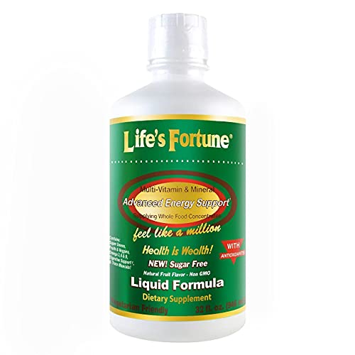 Life's Fortune Whole Food Multivitamin Liquid, Natural Energy Source, Full of Vitamins, Amino Acids, Enzymes, Greens, Fruits, Veggies, 32 Fluid Ounces