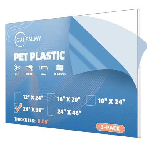 3 Pack of 24 x 36" PET Sheet/Plexiglass Panels 0.06" Thick; Use for Crafting Projects, Picture Frames, Cricut Cutting and More; Protective Film to Ensure Scratch and Damage Free Sheets
