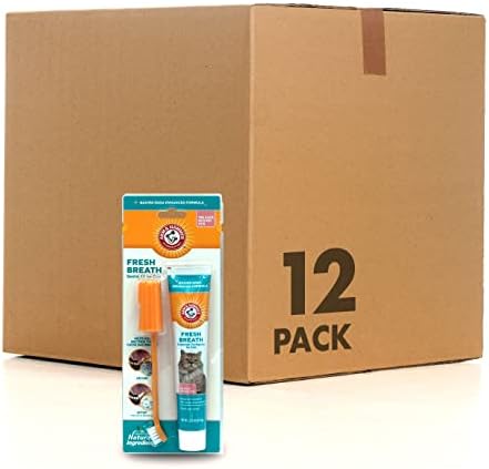 Arm & Hammer for Pets Dental Kit for Cats | Eliminates Bad Breath | 3 Piece Set Includes Cat Toothpaste, Cat Toothbrush & Cat Fingerbrush in Tasty Tuna Flavor, 2.5 Oz (Pack of 12)