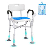 VEVOR Shower Chair Seat with Padded Arms and Back, Shower Stool with Reinforced Crossbar, Adjustable Height Bench Bath Chair for Elderly Disabled, Shower Chair for Inside Shower Bathtub, 400 lbs