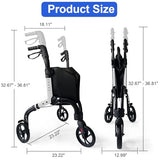 Retaoldth Premium 3 Wheel Rollator Walker for Seniors, Lightweight Foldable Elderly Three Wheeled Rollator with Storage Bag, Mobility Aid Rolling Walker