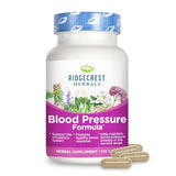 RidgeCrest Herbals Blood Pressure Herbal Formula, 12 Herbs, Poria Mushroom, Gastrodia, Gardenia, for Heart, Vascular, Circulation Health (120 Veg Caps, 60 Serv) (120 Count)