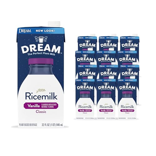 Rice Dream Rice Milk Drink, Classic Low Fat Vanilla, Vegan Dairy Alternative, Lactose Free, Shelf Stable, 32oz (Pack of 12)