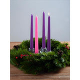 CANDWAX 12 inch Taper Advent Candles 1 Set - Dripless Taper Candles and Unscented Candlesticks - Long Burning Tapered Candles Perfect as Advent Wreath Candles Tapers - Purple Advent Candles