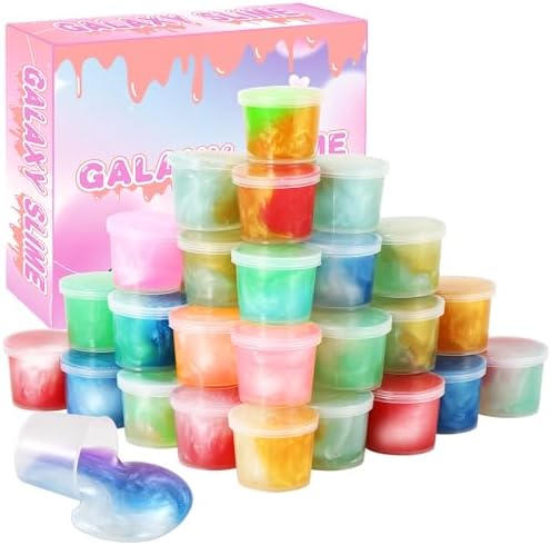 Galaxy Slime Party Favors, Mini Slime 30 Pack, Stretchy, Non-Sticky, Non-Mess Party Favor Slime for Girls and Boys Christmas Stocking Stuffers - Valentine Kids Slime, Classroom Reward