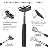 Oversized Back Scratcher Gift Set, 4 Pack Portable Extendable Stainless Steel Telescoping Massage Tool, Gift/Stocking Stuffers for Men Women