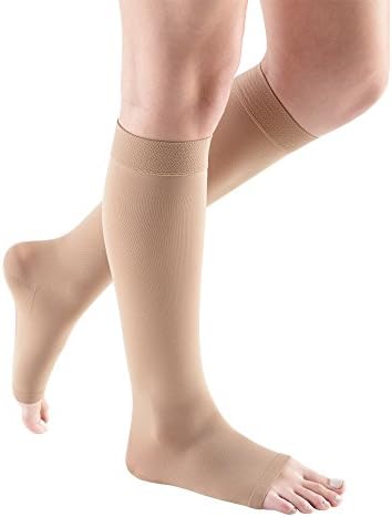 mediven Comfort for Women, 20-30 mmHg – Open Toe Leg Circulation, Calf High Compression Stockings for Women, Semi-Transparent Leg Support Compression Hosiery
