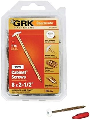 GRK Fasteners 120660 White Cabinet #8 x 2-1/2" Screws 80CT