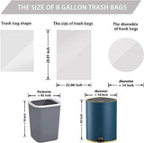 8 Gallon Plastic Trash Bags 120 Count Black Drawstring Thick Garbage Bags for Office Kitchen Home 22.06'' x 25.61'' (White, 8)