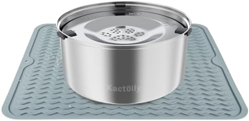 3L Large Capacity Stinless Steel Dog Water Bowl and Waterproof Silicone Dog Food Tray, Slow Down Drinking Pet Water Bowl