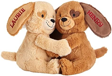 Let's Make Memories Personalized Hugging Plush Puppies - Valentines Day - for Couples - for Him - for Her - Amor - Te Amo - Puppy Love - Dog Stuffed Animal