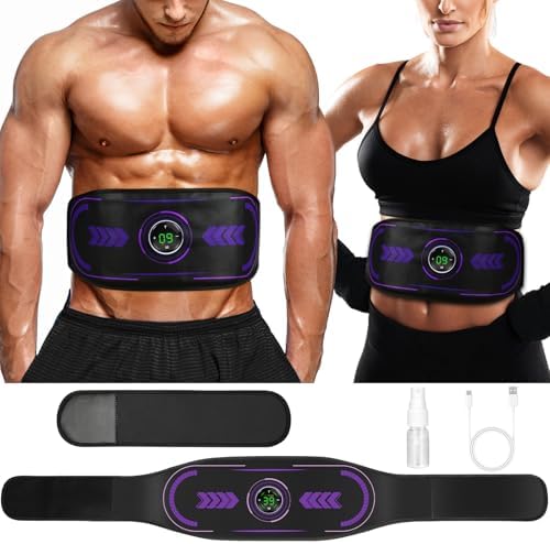 Abs Stimulator, Ab Stimulator Muscle Toner, Ab Toning Belt Fitness Training for Abdomen, Muscle Machine Workout Equipment for Home, TENS & EMS Modes