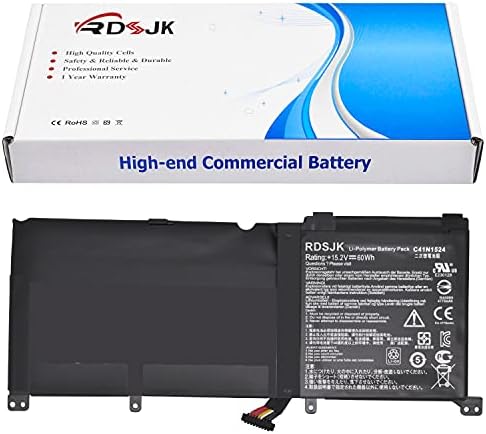 C41N1524 Laptop Battery for Asus ZenBook G60V N501JW-1A N501JW-1B N501JW-2A N501JW-2B N501VW N501VW-2B UX501JW UX501VW-FY103T ROG G501VW-BSI7N25 G501VW-FY124T Series 0B200-01250200 C41PMC5 15.2V 60Wh