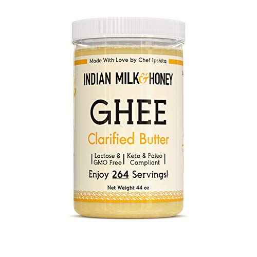 Classic Grass-Fed Ghee Clarified Butter by Indian Milk & Honey, Handmade & Locally Sourced Clarified Butter, Lactose, Gluten & Casein Free, in Recyclable PET Jar 44 Ounce (Pack of 1)