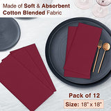 Ruvanti Cloth Napkins Set of 12, 18x18 Inches Napkins Cloth Washable, Soft, Durable, Absorbent, Cotton Blend. Table Dinner Napkins Cloth for Hotel, Weddings, Dinner, Christmas Parties - Burgundy