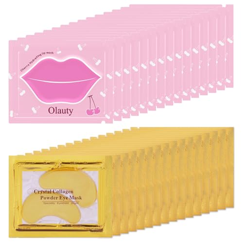 30 Pairs Lip Masks & Eye Mask, 24K Gold Gel Crystal Collagen Eye Patches for Puffy Eyes, Moisturizing Lip Mask Crystal Lip Pads, Under Eye Patches for Dark Circles, Eye Bags, Wrinkles and Fine Lines