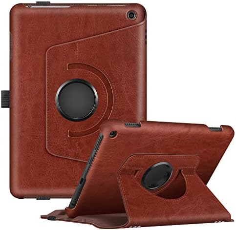 Fintie Case for Kindle Fire HD 8 & HD 8 Plus Tablet (Fits Both 12th Gen 2022 & 10th Gen 2020 Release) - 360 Degree Rotating Swivel Stand Protective Cover with Dual Auto Sleep Wake, Brown