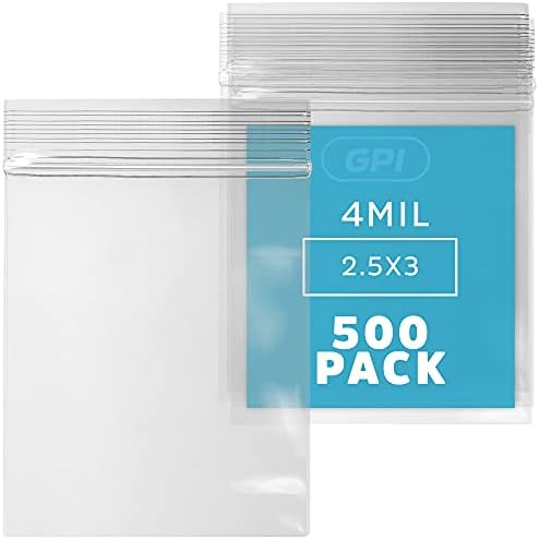 2.5 x 3 inches, 4Mil Clear Reclosable ZIP Bags, PACK of 500 - GPI Brand