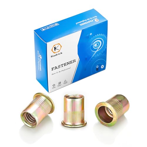 Kadrick #8-32 Rivet Nuts（#6#8#10 1/4" 5/16" 3/8" Available）,140Pcs SAE Carbon Steel Flat Head Threaded Insert Nuts 8-32 UNC RIV Nuts
