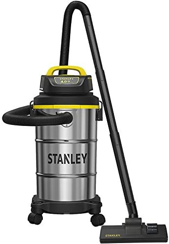 Stanley Wet/Dry Vacuum, 5 Gallon, 4 Horsepower, Stainless Steel Tank - Silver+yellow+black - SL18130