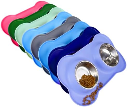 Dog Bowls 2 Stainless Steel Bowl for Pet Water and Food Feeder with Non Spill Skid Resistant Silicone Mat for Pets Puppy Small Medium Cats Dogs